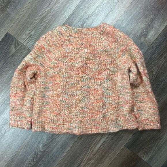 TALBOTS Sweater XL Pointelle Wool Blend Crewneck Cable Knit Marled Pullover - Picture 6 of 6